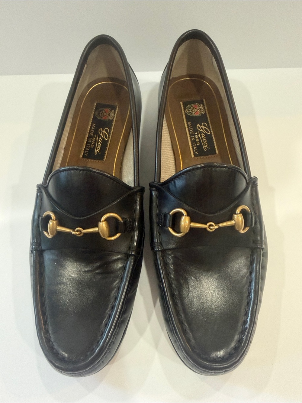 Black Leather Women’s Horsebit Loafers with Gold Hardware - Picture 4 of 6